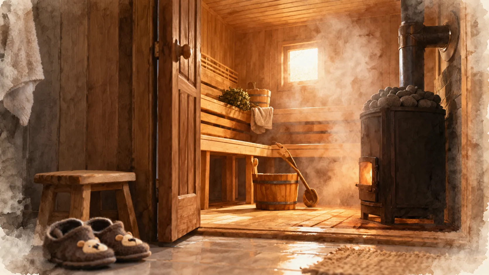 Ребёнку в парной хватает минуты при 50-60 °C, но не раньше трёх лет