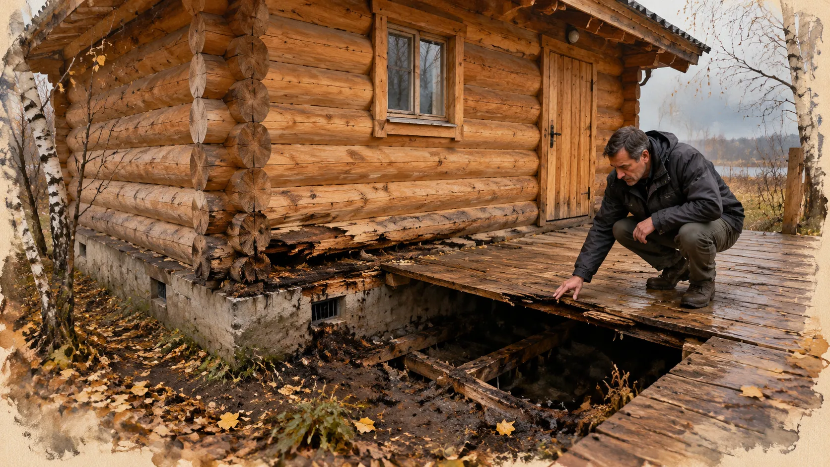 5 ошибок, из-за которых нижний венец бани уходит в труху за 10 лет