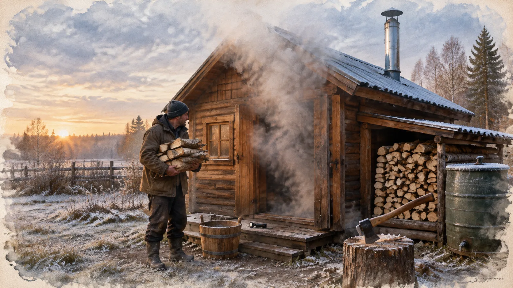 Первый мороз показал, у кого баня на участке работает, а у кого стоит до мая